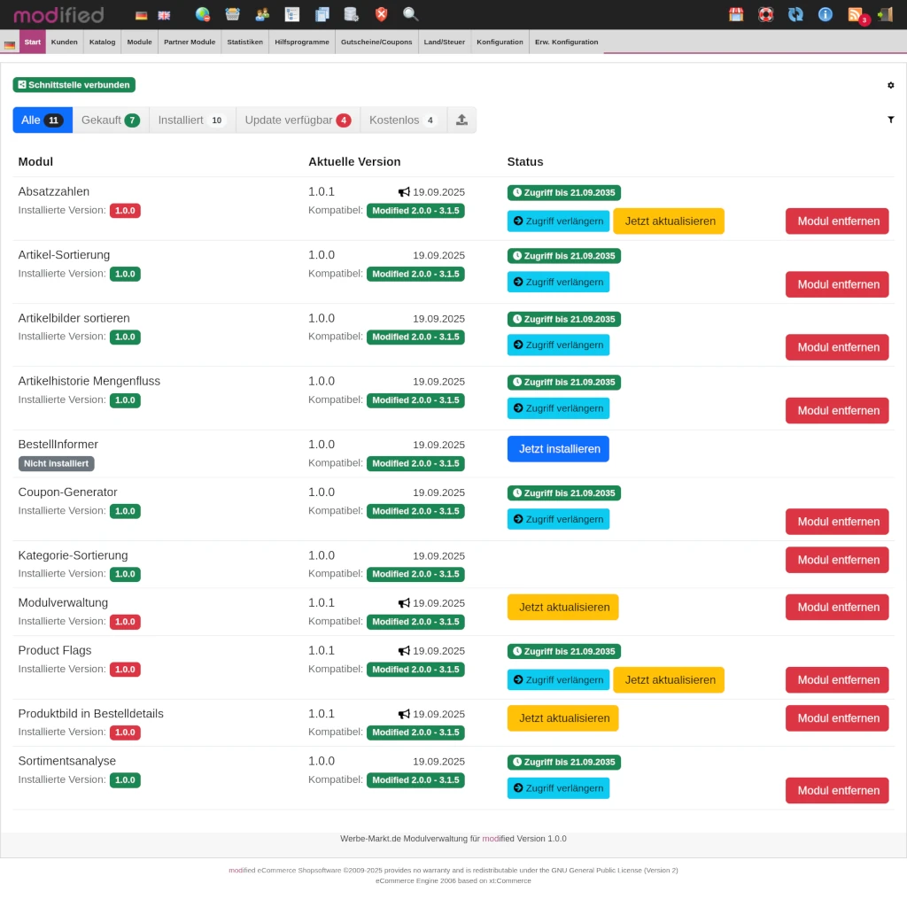 Wissenswertes über Updates zu meinen Modulen für modified
