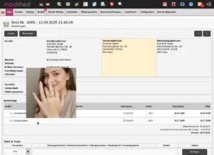 Bestellung von 1 x Handgefertigte Geldbörse 1 x Ewigkeitsband mit Mauszeiger auf dem Ewigkeitsband und Bild eines Rings an einer Hand
