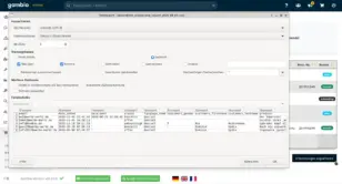 Screenshot eines Textimport-Dialogs beim Ăffnen der Datei âwarenkorb_erinnerung_export_2026_08_03.csvâ in einem Tabellenkalkulationsprogramm. Zu sehen sind Einstellungen wie Zeichensatz Unicode (UTF-8), Gebietsschema Deutsch (Deutschland) sowie Trennoptionen mit aktivierten KontrollkĂ€stchen fĂŒr Tabulator und Komma. Eine Vorschau-Tabelle zeigt die Spalten email, date_added, date_sent, status, language_name, customers_gender, customers_firstname, customers_lastname und products mit BeispieldatensĂ€tzen, unter anderem âwe2@werbe-markt.deâ mit Status âbestelltâ und Produkt âDer Imperatorâ sowie weitere EintrĂ€ge mit Status âoffenâ und âunbestĂ€tigtâ. Im Hintergrund ist die Gambio Admin-OberflĂ€che mit der Erinnerungsliste und dem Button âErinnerungen exportierenâ zu erkennen.