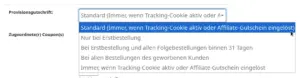 Screenshot Einstellungen zur Provisionsgutschrift bei mehreren Bestellungen durch einen Kunden