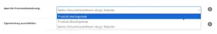 Aufgeklapptes Dropdown Basis für Provisionsberechnung mit den Optionen Produkt-Nettopreise, Produkt-Bruttopreise und Netto-Gesamtbestellwert abzgl. Rabatte