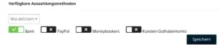 Freischaltung von Auszahlungsmethoden für einzelne Partner in den Affiliate-Details im Admin