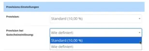 Provision bei Gutscheineinlösung pro Affiliate manuell festlegen