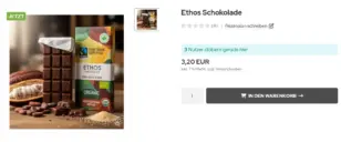 Produktseite Ethos Schokolade mit Ribbon Jetzt und Hinweistext 3 Nutzer stöbern gerade hier