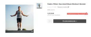 Produktseite Faden-Flitzer: Das Unsichtbare Workout-Wunder mit ruhigem Hinweis Angebot startet in 4 Tage, 23 Stunden und 15%-Rabattzeichen
