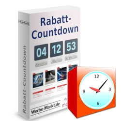 Wecker vor der Rabatt-Countdown Softwarebox
