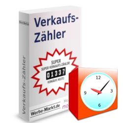 Wecker vor der Verkaufs-Zähler Softwarebox