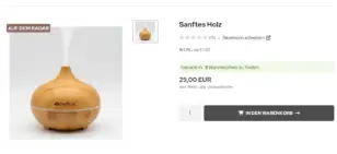 Produktseite Sanftes Holz mit Ribbon Auf dem Radar und Hinweistext Gerade in 3 Warenkörben zu finden