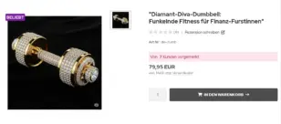 Produktseite Diamant-Diva-Dumbbell mit Ribbon Beliebt und Hinweistext Von 7 Kunden vorgemerkt